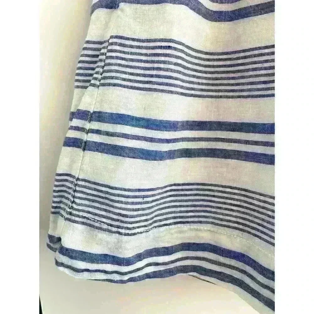 J Crew Wmns Sz 0 Boardwalk Linen Skirt Blue White Stripe A-line Casual Summer